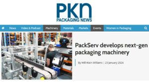 Packserv’s next-generation packaging machinery featuring advanced technology and eco-friendly design, showcased in a professional setting