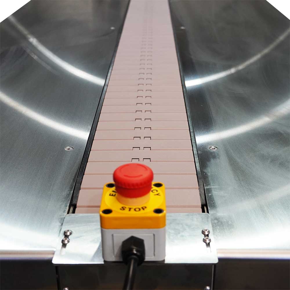 Conveyor belt showing emergency stop