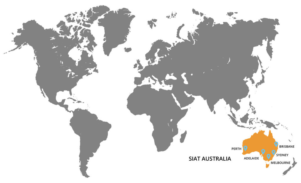 SIAT global distribution map showing 100+ countries served